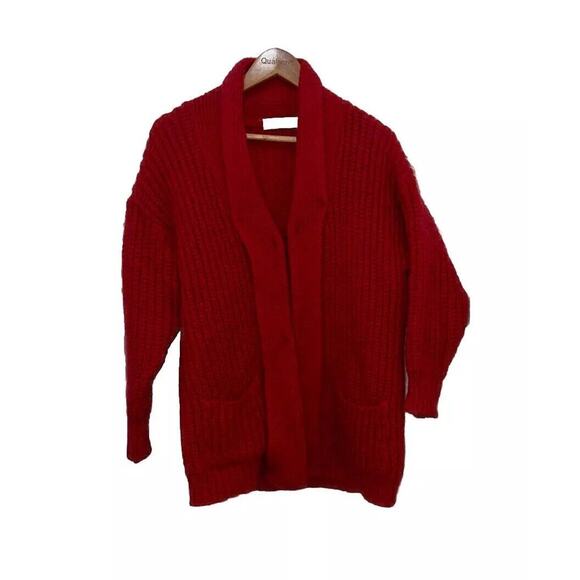 Vintage St Michael Womens Mohair Red Cardigan UK 8/10 US 36/38 EUR - Picture 1 of 9